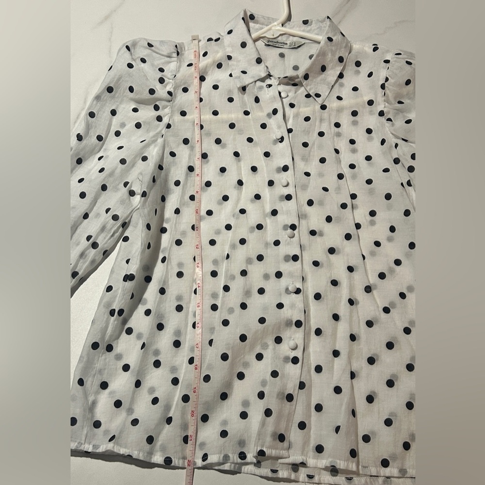 Stradivarius Black and White Polka Dot Shirt - Picture 7 of 7